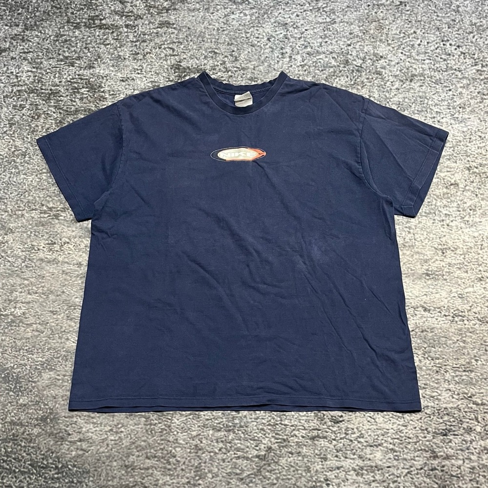 Vintage Nike T Shirt Mens XL Navy Blue Swoosh Graphic‎ 90s Made In USA